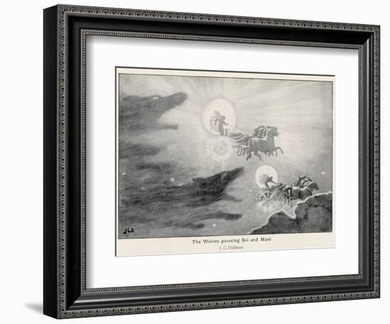 The Wolves Skoll (Repulsion) and Hati (Hate) Pursue Sol (Sun) and Mani (Moon) Across the Skies-J.c. Dollman-Framed Photographic Print