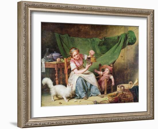 The Woman and the Mouse, C.1798 (Oil on Panel)-Martin Drolling-Framed Giclee Print