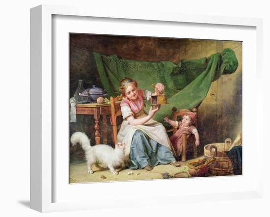 The Woman and the Mouse, C.1798 (Oil on Panel)-Martin Drolling-Framed Giclee Print