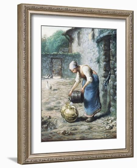 The Woman at the Well, C.1866-Jean-François Millet-Framed Giclee Print