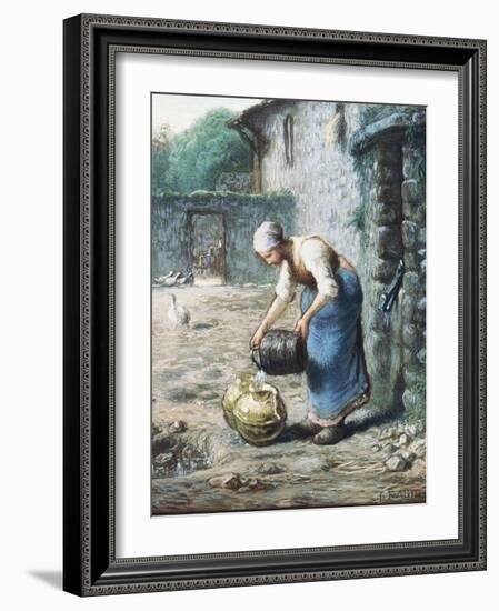 The Woman at the Well, C.1866-Jean-François Millet-Framed Giclee Print