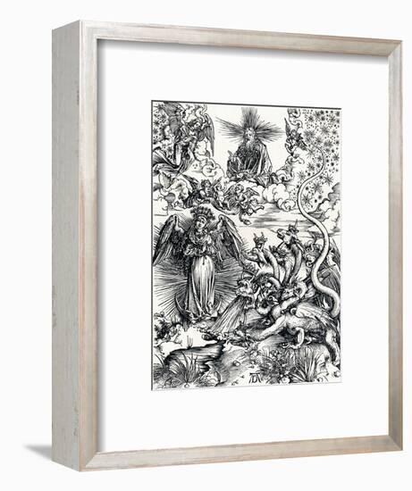 The Woman Clothed with the Sun and the Seven-Headed Dragon, 1498-Albrecht Dürer-Framed Giclee Print