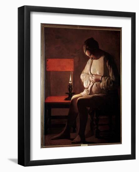 The Woman Has the Chip. Painting by Georges De La Tour (1593-1652), 17Th Century. Oil on Canvas. Di-Georges De La Tour-Framed Giclee Print