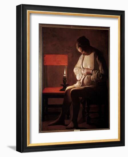 The Woman Has the Chip. Painting by Georges De La Tour (1593-1652), 17Th Century. Oil on Canvas. Di-Georges De La Tour-Framed Giclee Print