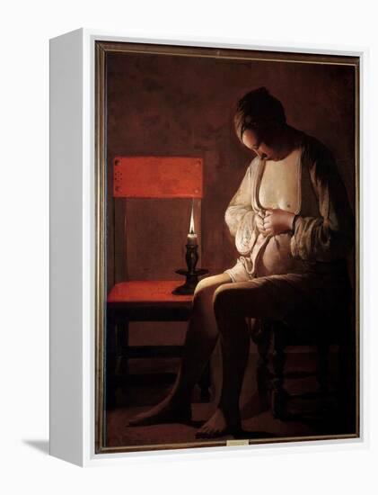 The Woman Has the Chip. Painting by Georges De La Tour (1593-1652), 17Th Century. Oil on Canvas. Di-Georges De La Tour-Framed Premier Image Canvas