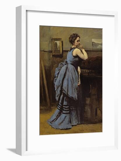 The Woman in Blue, 1874-Jean-Baptiste-Camille Corot-Framed Giclee Print