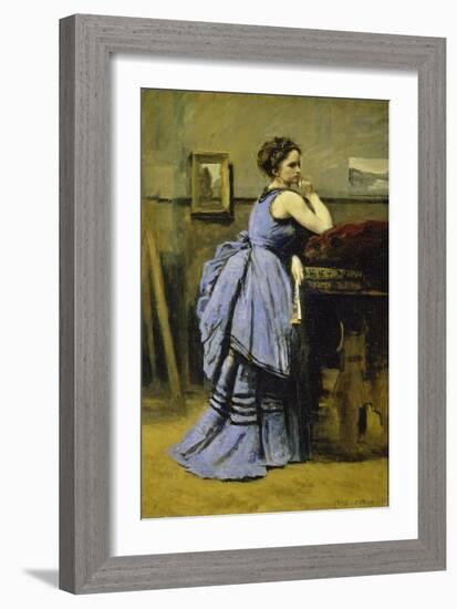 The Woman in Blue, 1874-Jean-Baptiste-Camille Corot-Framed Giclee Print