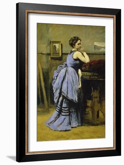 The Woman in Blue, 1874-Jean-Baptiste-Camille Corot-Framed Giclee Print