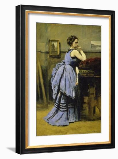 The Woman in Blue, 1874-Jean-Baptiste-Camille Corot-Framed Giclee Print