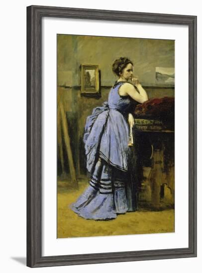 The Woman in Blue, 1874-Jean-Baptiste-Camille Corot-Framed Giclee Print