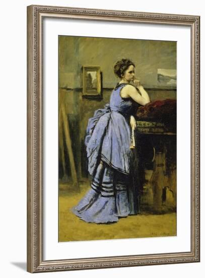 The Woman in Blue, 1874-Jean-Baptiste-Camille Corot-Framed Giclee Print