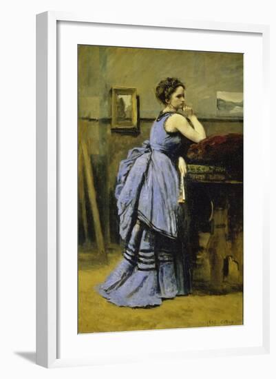 The Woman in Blue, 1874-Jean-Baptiste-Camille Corot-Framed Giclee Print