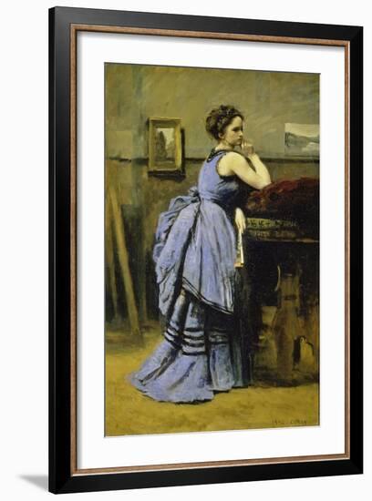 The Woman in Blue, 1874-Jean-Baptiste-Camille Corot-Framed Giclee Print