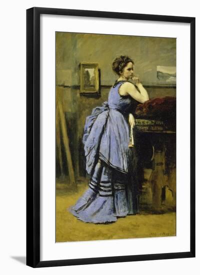 The Woman in Blue, 1874-Jean-Baptiste-Camille Corot-Framed Giclee Print