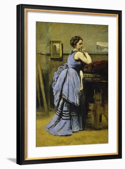 The Woman in Blue, 1874-Jean-Baptiste-Camille Corot-Framed Giclee Print