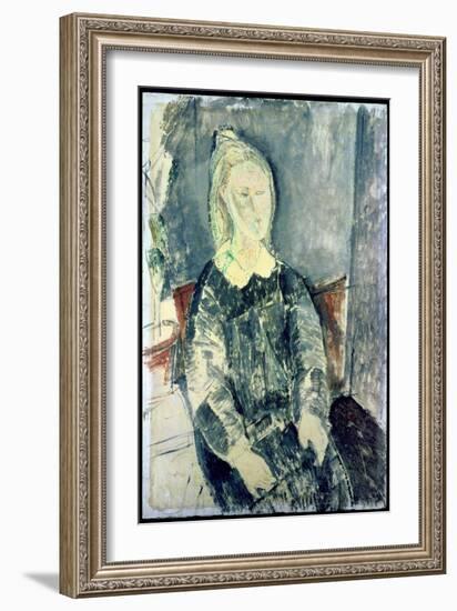 The Woman in Blue-Amedeo Modigliani-Framed Giclee Print