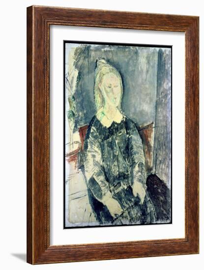 The Woman in Blue-Amedeo Modigliani-Framed Giclee Print