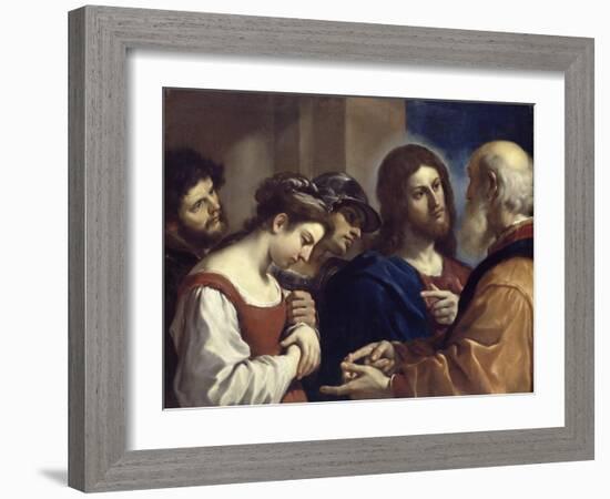 The Woman Taken in Adultery, C.1621-Guercino (Giovanni Francesco Barbieri)-Framed Giclee Print