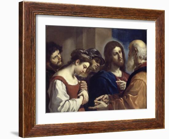 The Woman Taken in Adultery, C.1621-Guercino (Giovanni Francesco Barbieri)-Framed Giclee Print