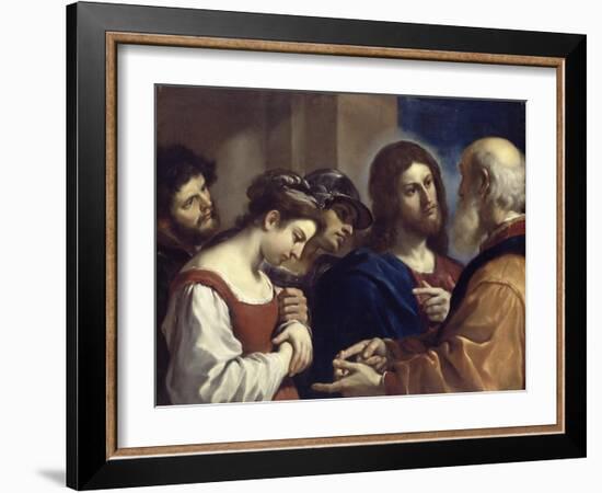 The Woman Taken in Adultery, C.1621-Guercino (Giovanni Francesco Barbieri)-Framed Giclee Print