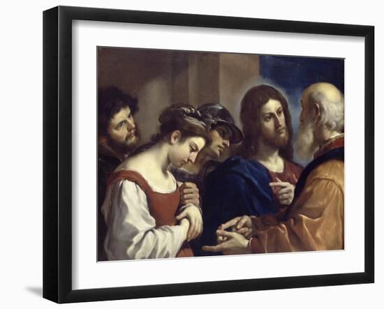 The Woman Taken in Adultery, C.1621-Guercino (Giovanni Francesco Barbieri)-Framed Giclee Print