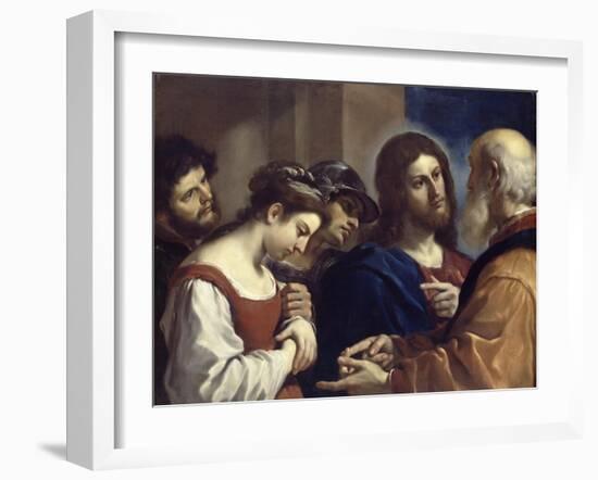 The Woman Taken in Adultery, C.1621-Guercino (Giovanni Francesco Barbieri)-Framed Giclee Print