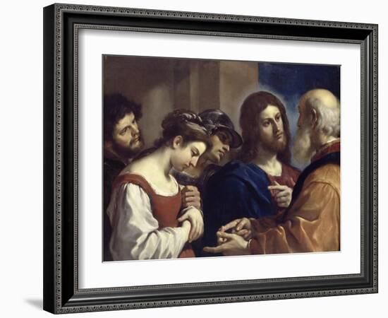 The Woman Taken in Adultery, C.1621-Guercino (Giovanni Francesco Barbieri)-Framed Giclee Print