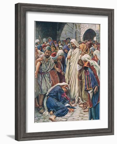 The Woman Who Touched the Hem of His Garment, Illustration from 'Women of t-Harold Copping-Framed Giclee Print