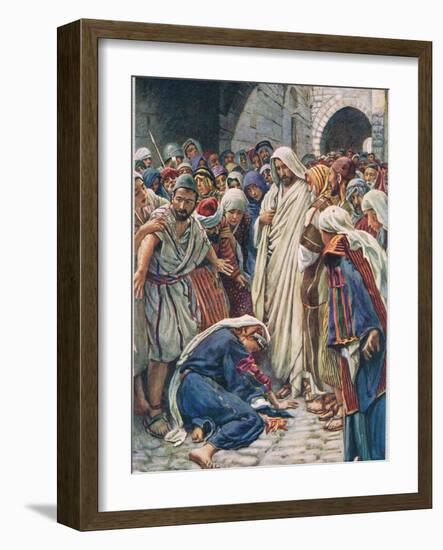 The Woman Who Touched the Hem of His Garment, Illustration from 'Women of t-Harold Copping-Framed Giclee Print