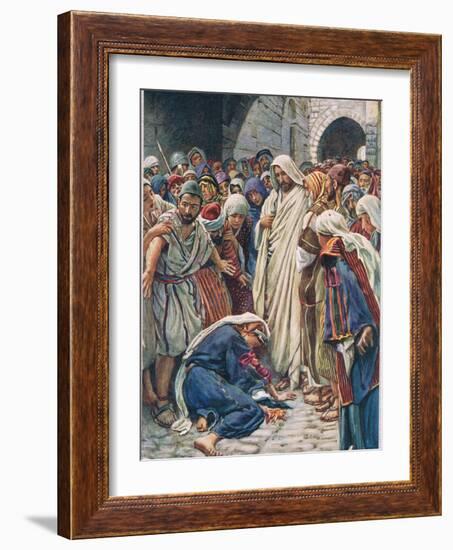 The Woman Who Touched the Hem of His Garment, Illustration from 'Women of t-Harold Copping-Framed Giclee Print