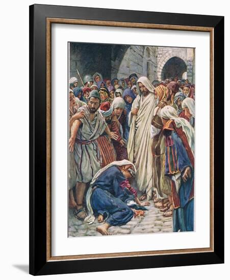 The Woman Who Touched the Hem of His Garment, Illustration from 'Women of t-Harold Copping-Framed Giclee Print