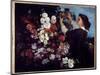 The Woman with Flowers or the Lattice. Painting by Gustave Courbet (1819-1877), 1861. Oil on Canvas-Gustave Courbet-Mounted Giclee Print