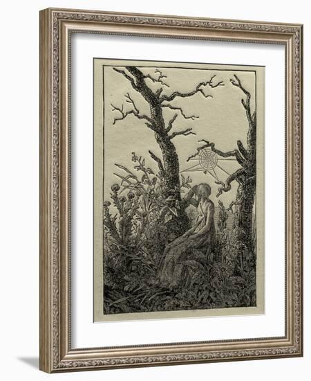 The Woman with the Cobweb Between Bare Trees-Caspar David Friedrich-Framed Giclee Print