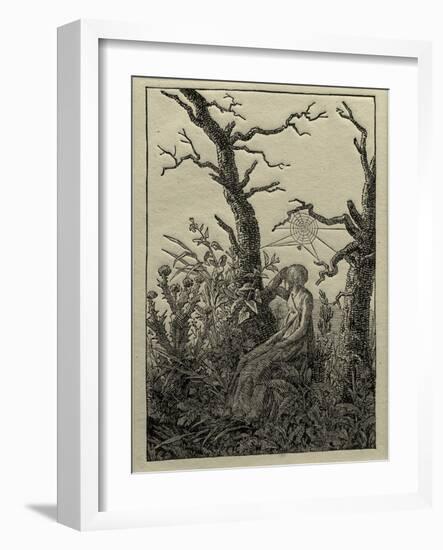 The Woman with the Cobweb Between Bare Trees-Caspar David Friedrich-Framed Giclee Print