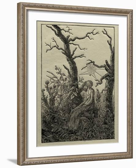 The Woman with the Cobweb Between Bare Trees-Caspar David Friedrich-Framed Giclee Print