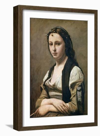 The Woman with the Pearl, C1842-Jean-Baptiste-Camille Corot-Framed Giclee Print