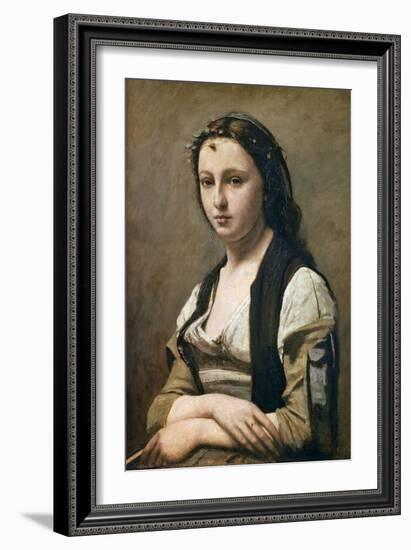 The Woman with the Pearl, C1842-Jean-Baptiste-Camille Corot-Framed Giclee Print