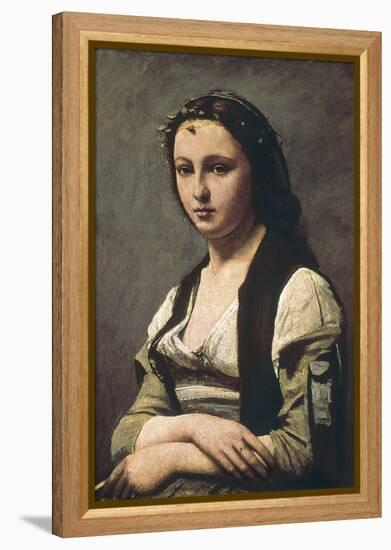 The Woman with the Pearl (La Femme a La Perle)-Jean-Baptiste-Camille Corot-Framed Stretched Canvas