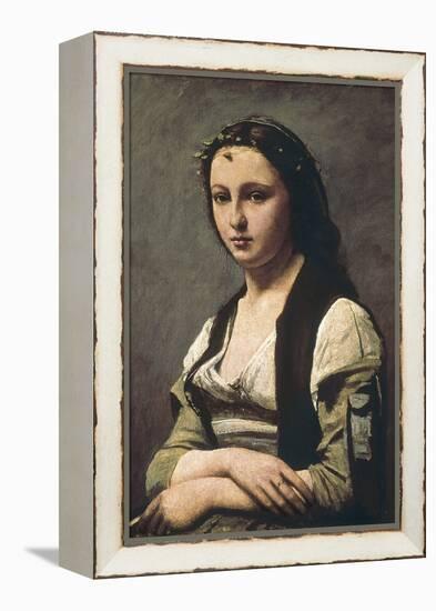 The Woman with the Pearl (La Femme a La Perle)-Jean-Baptiste-Camille Corot-Framed Stretched Canvas