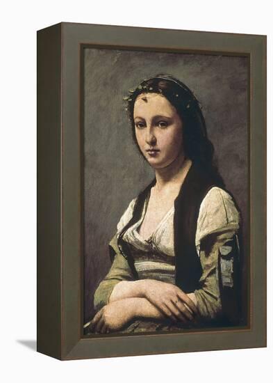 The Woman with the Pearl (La Femme a La Perle)-Jean-Baptiste-Camille Corot-Framed Stretched Canvas