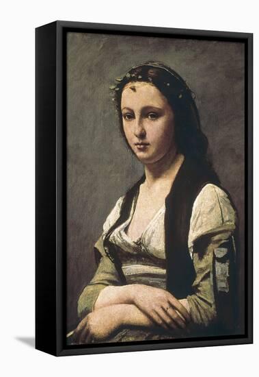 The Woman with the Pearl (La Femme a La Perle)-Jean-Baptiste-Camille Corot-Framed Stretched Canvas