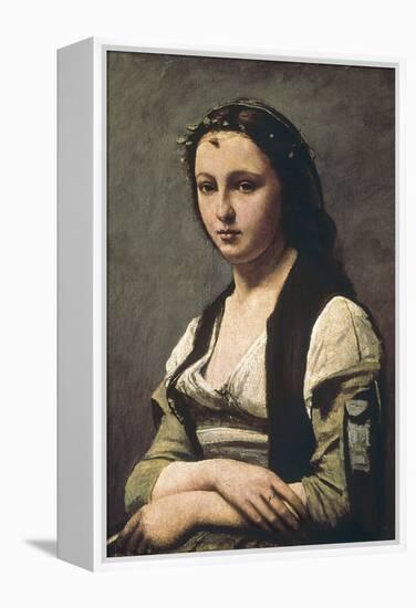 The Woman with the Pearl (La Femme a La Perle)-Jean-Baptiste-Camille Corot-Framed Stretched Canvas