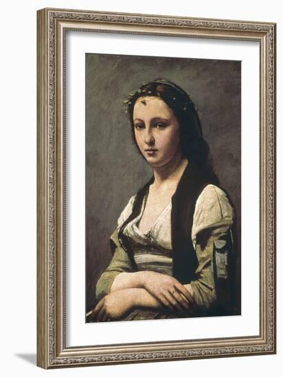 The Woman with the Pearl (La Femme a La Perle)-Jean-Baptiste-Camille Corot-Framed Art Print