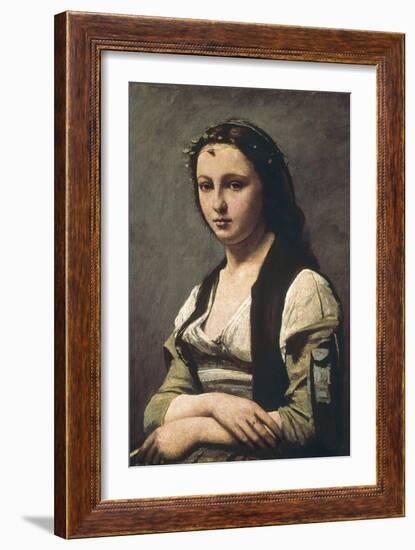 The Woman with the Pearl (La Femme a La Perle)-Jean-Baptiste-Camille Corot-Framed Art Print