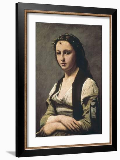 The Woman with the Pearl (La Femme a La Perle)-Jean-Baptiste-Camille Corot-Framed Art Print