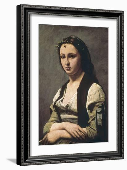 The Woman with the Pearl (La Femme a La Perle)-Jean-Baptiste-Camille Corot-Framed Art Print