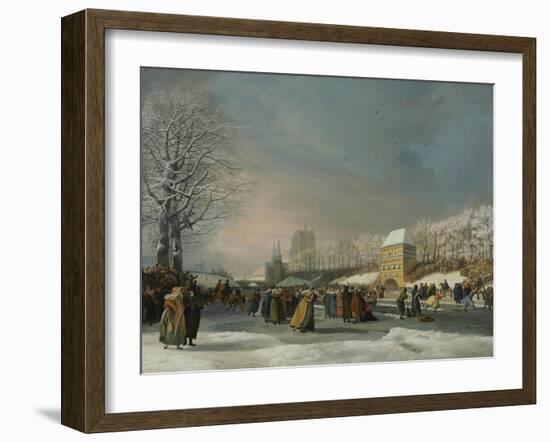 The Women's Speed-Skating Race on the Westersingel in Leeuwarden, January 21, 1809-Nicolaas Baur-Framed Giclee Print