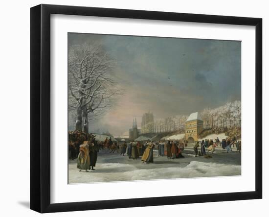 The Women's Speed-Skating Race on the Westersingel in Leeuwarden, January 21, 1809-Nicolaas Baur-Framed Giclee Print