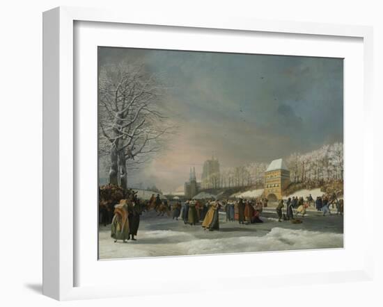 The Women's Speed-Skating Race on the Westersingel in Leeuwarden, January 21, 1809-Nicolaas Baur-Framed Giclee Print