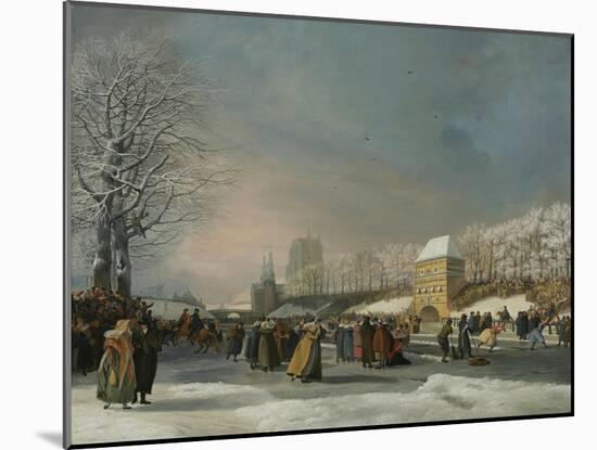 The Women's Speed-Skating Race on the Westersingel in Leeuwarden, January 21, 1809-Nicolaas Baur-Mounted Giclee Print